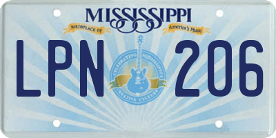 MS license plate LPN206