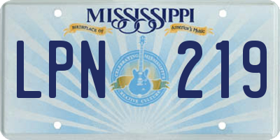 MS license plate LPN219