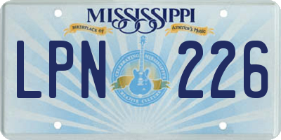 MS license plate LPN226