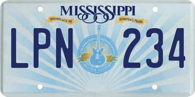 MS license plate LPN234