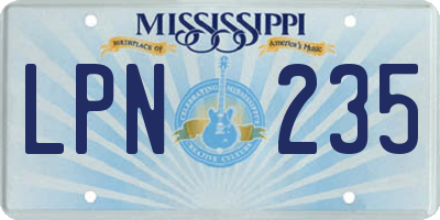 MS license plate LPN235
