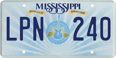 MS license plate LPN240