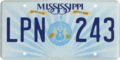 MS license plate LPN243