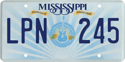 MS license plate LPN245