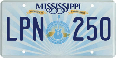 MS license plate LPN250