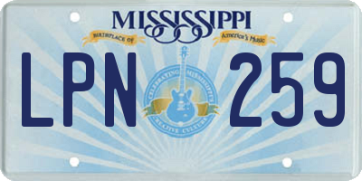 MS license plate LPN259