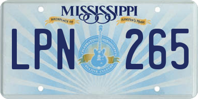 MS license plate LPN265