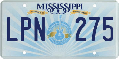 MS license plate LPN275