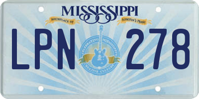 MS license plate LPN278