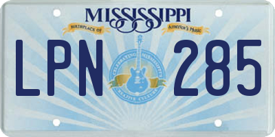 MS license plate LPN285