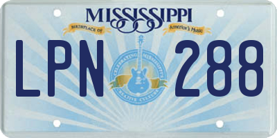MS license plate LPN288
