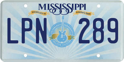 MS license plate LPN289
