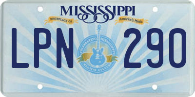MS license plate LPN290