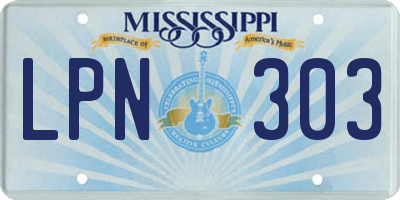 MS license plate LPN303