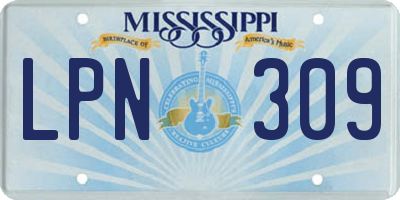MS license plate LPN309