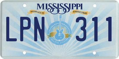 MS license plate LPN311