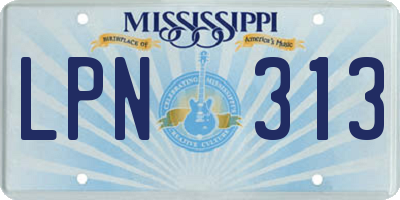 MS license plate LPN313
