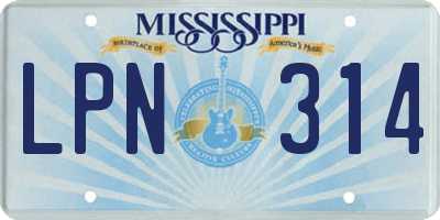 MS license plate LPN314