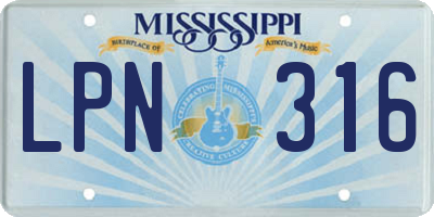 MS license plate LPN316