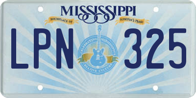 MS license plate LPN325