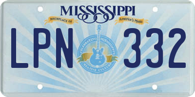 MS license plate LPN332