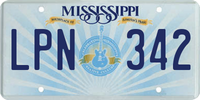 MS license plate LPN342