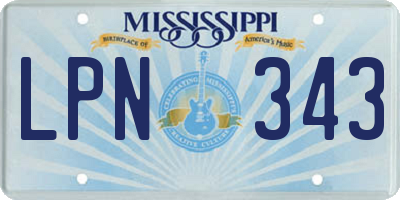 MS license plate LPN343