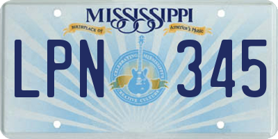 MS license plate LPN345