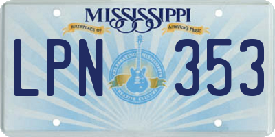 MS license plate LPN353