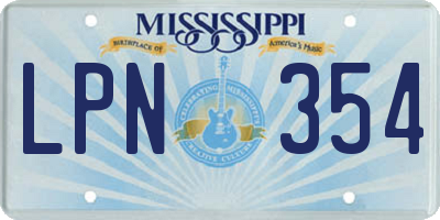 MS license plate LPN354