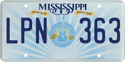 MS license plate LPN363