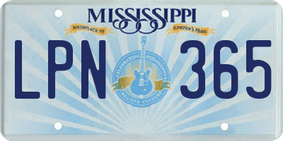 MS license plate LPN365
