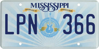 MS license plate LPN366