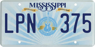MS license plate LPN375