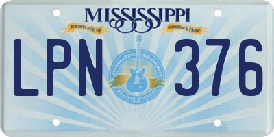 MS license plate LPN376