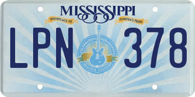 MS license plate LPN378
