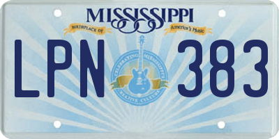 MS license plate LPN383