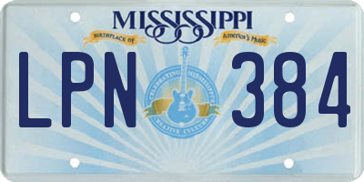 MS license plate LPN384