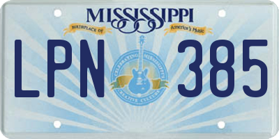 MS license plate LPN385