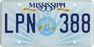 MS license plate LPN388