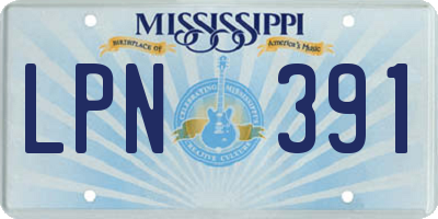 MS license plate LPN391