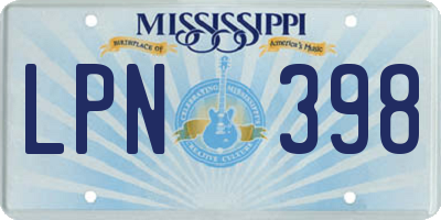 MS license plate LPN398