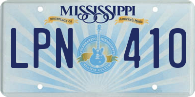 MS license plate LPN410