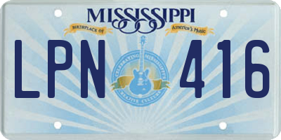 MS license plate LPN416