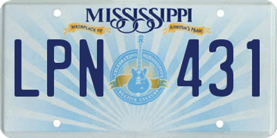 MS license plate LPN431