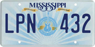 MS license plate LPN432