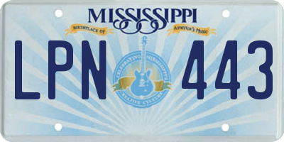 MS license plate LPN443