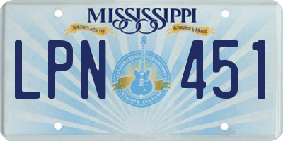 MS license plate LPN451