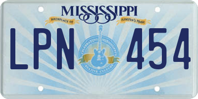 MS license plate LPN454