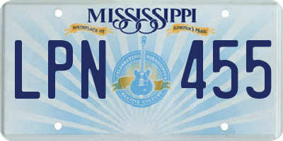 MS license plate LPN455